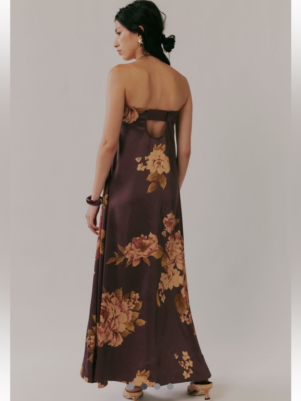 Free People Botanical Strapless Maxi Dress in Wine Floral Combo - Picture 2 of 11